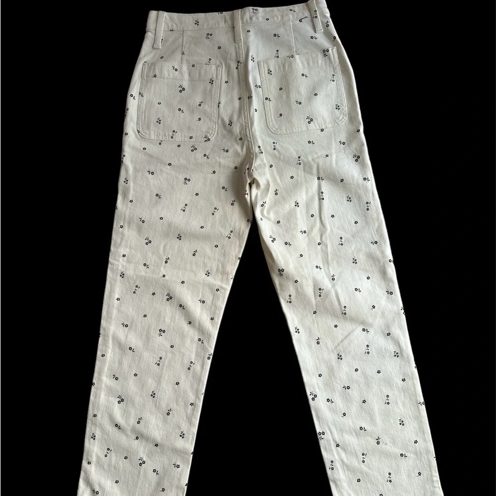 J.CREW Straight Leg Crop White With Flower Design Jeans Size 27T BNWT